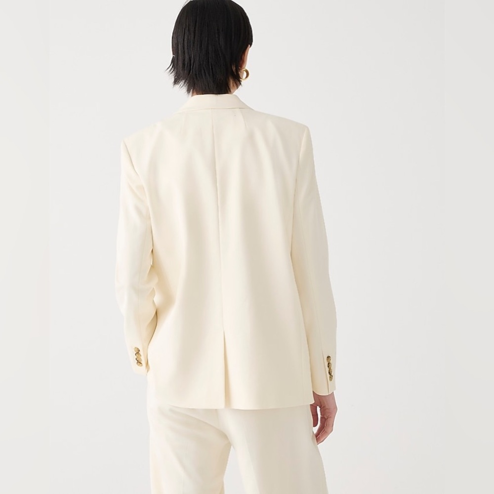 NWT J. Crew Relaxed Double-Breasted Blazer City Twill in Soft Ivory - Picture 2 of 13